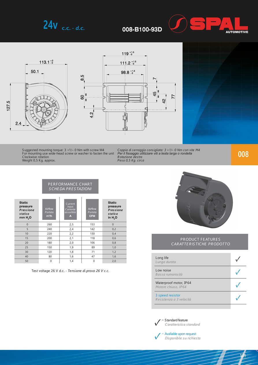 Centrifugal Blowers 12v - 24v DC - BL03-101