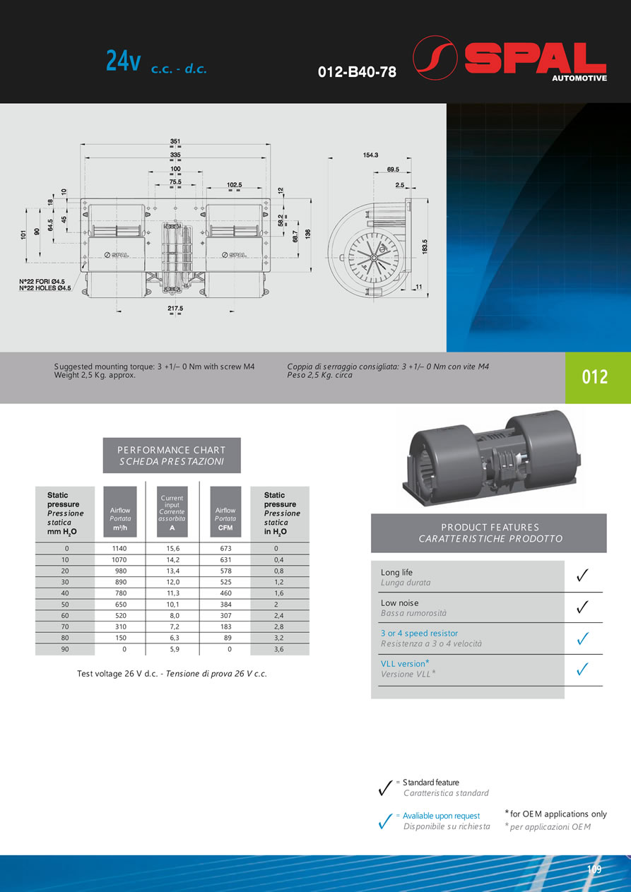 Centrifugal Blowers 12v - 24v DC - BL04-109