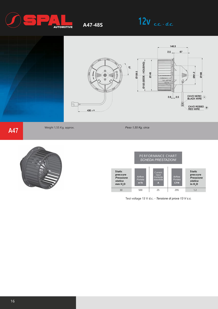 Centrifugal Blowers 12v - 24v DC - BL01-16