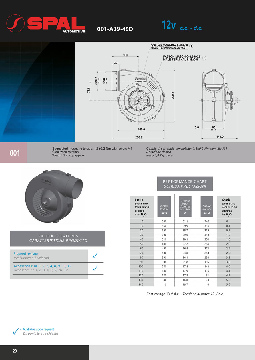 Centrifugal Blowers 12v - 24v DC - BL01-20