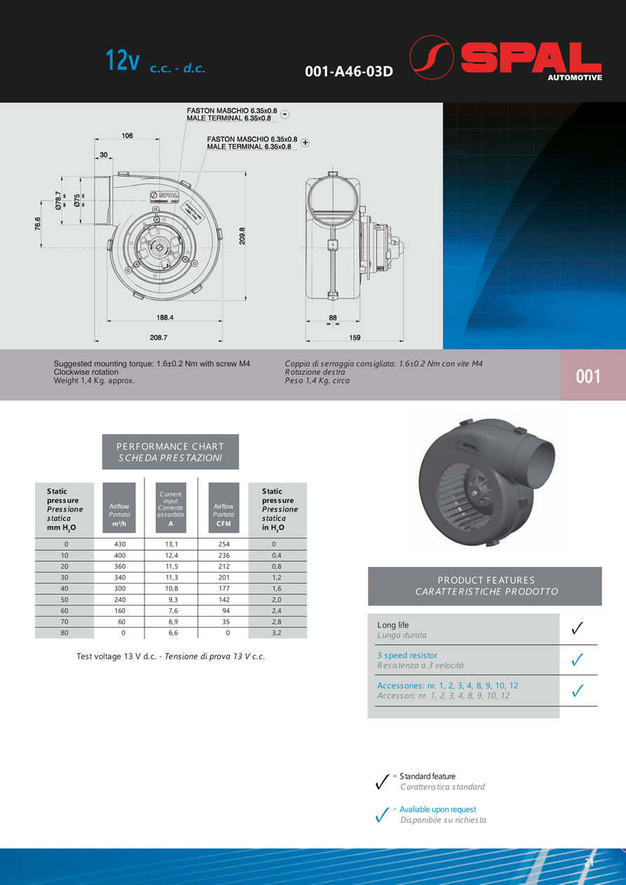 Centrifugal Blowers 12v - 24v DC - BL01-21