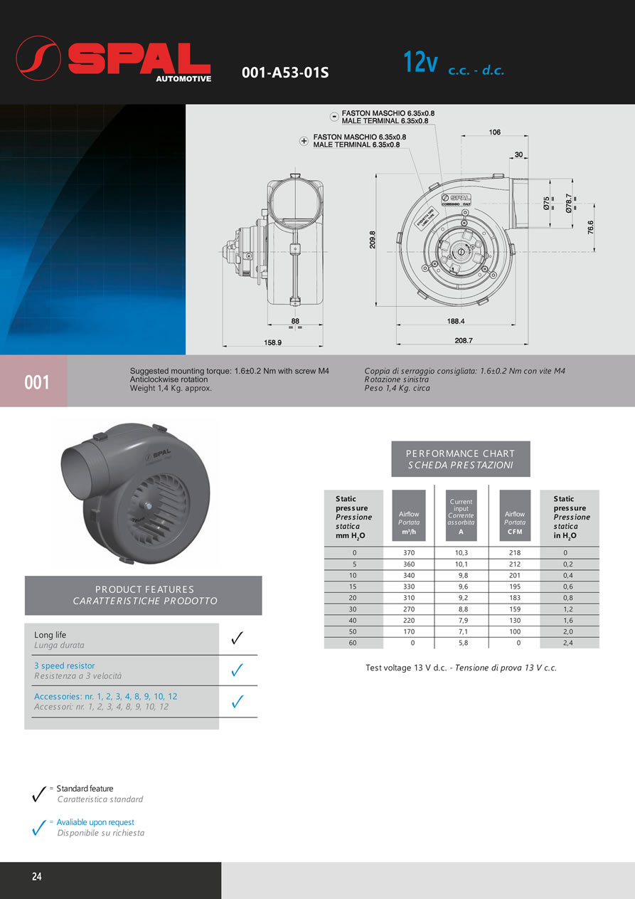 Centrifugal Blowers 12v - 24v DC - BL01-24