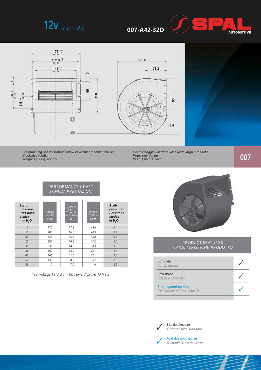 Centrifugal Blowers 12v - 24v DC - BL01-27
