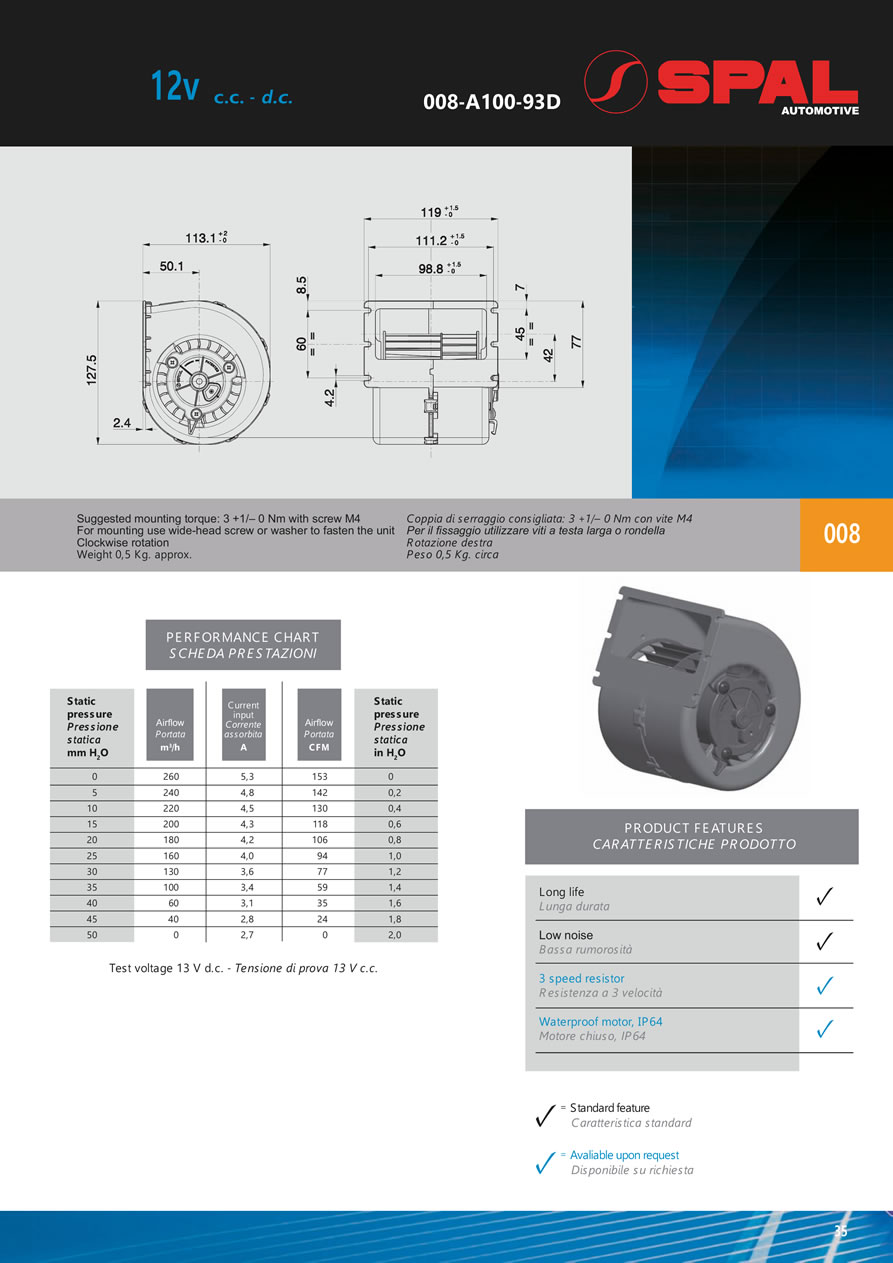 Centrifugal Blowers 12v - 24v DC - BL01-35