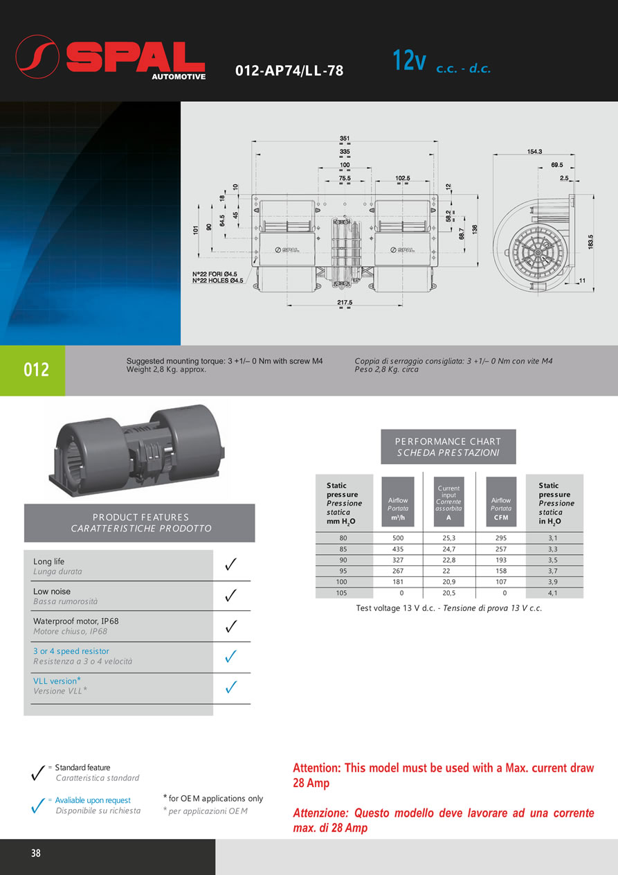 Centrifugal Blowers 12v - 24v DC - BL02-38