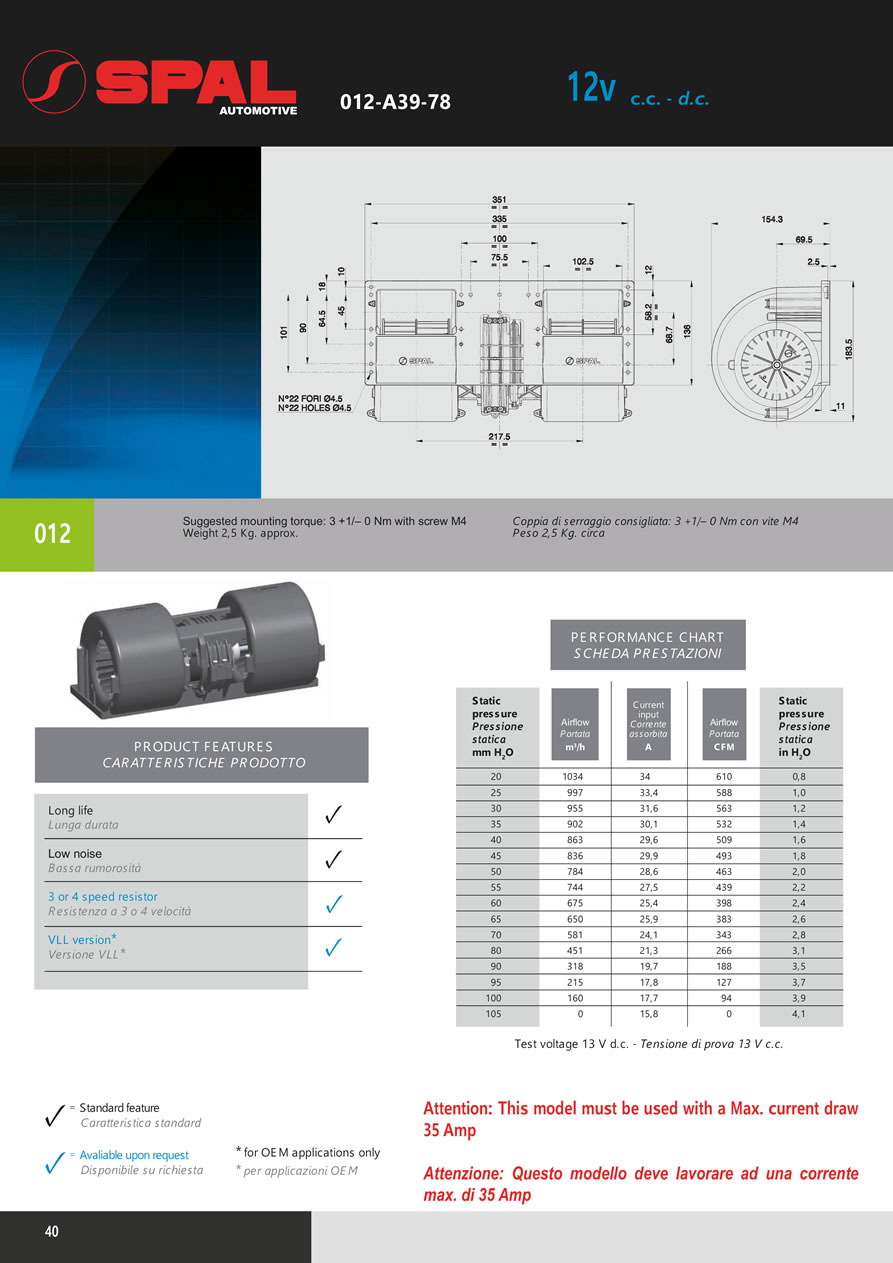 Centrifugal Blowers 12v - 24v DC - BL02-40