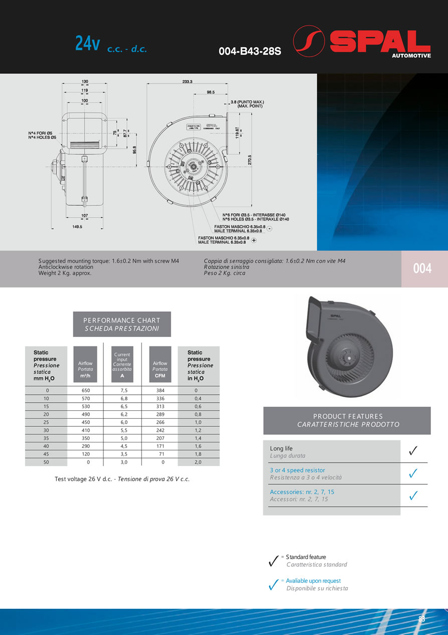 Centrifugal Blowers 12v - 24v DC - BL03-83