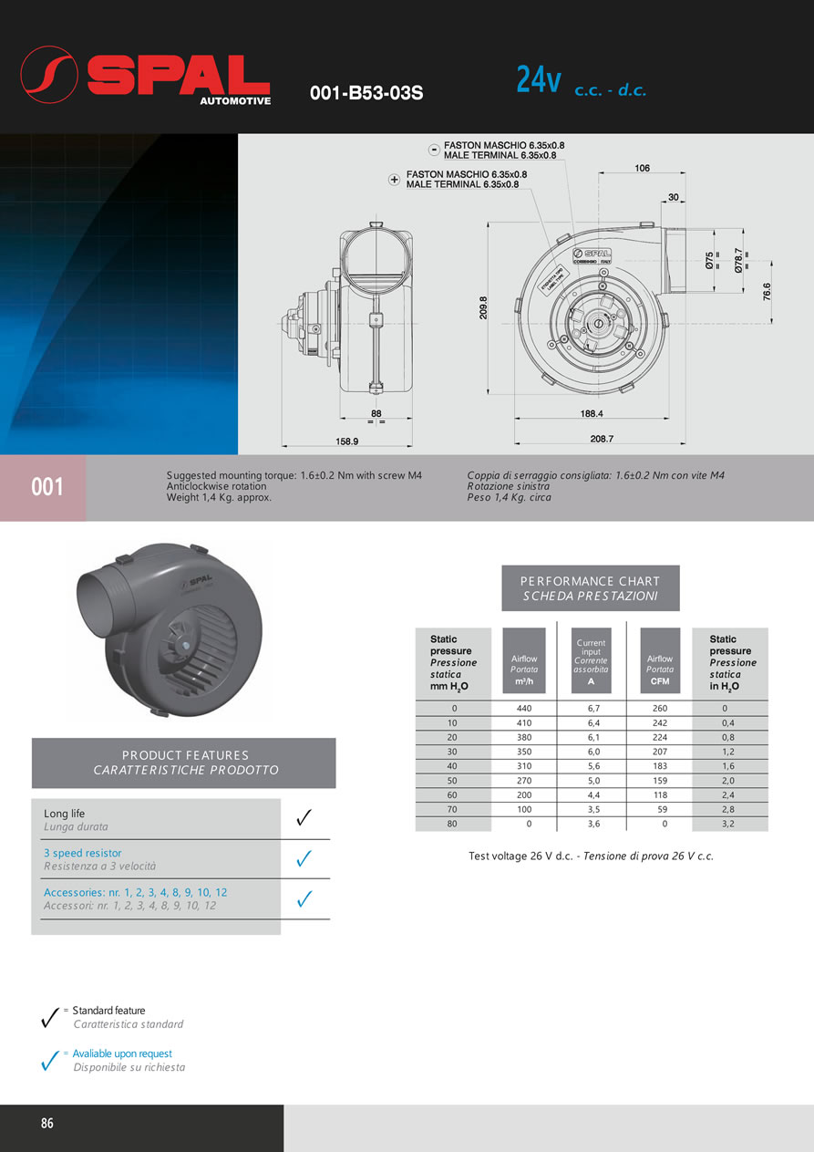 Centrifugal Blowers 12v - 24v DC - BL03-86