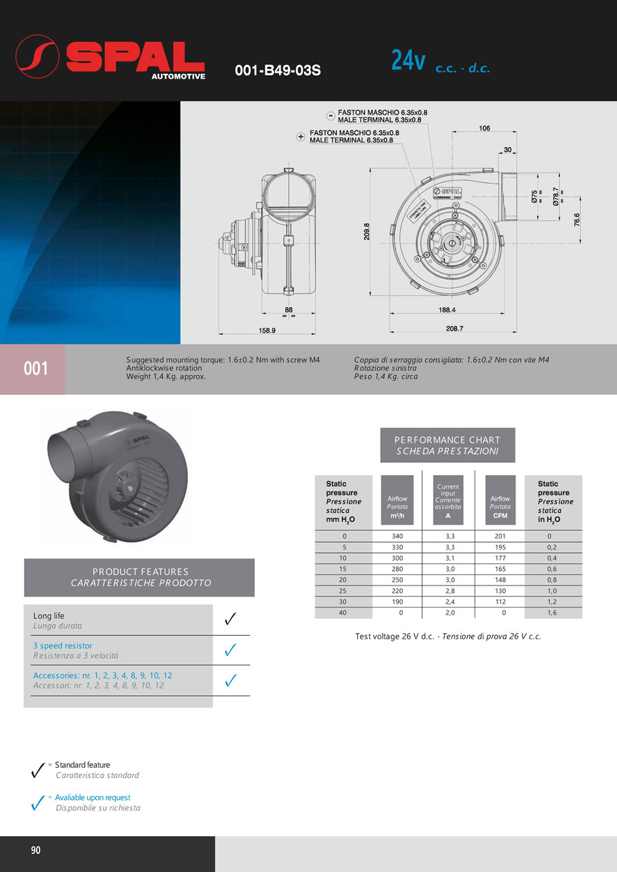 Centrifugal Blowers 12v - 24v DC - BL03-90