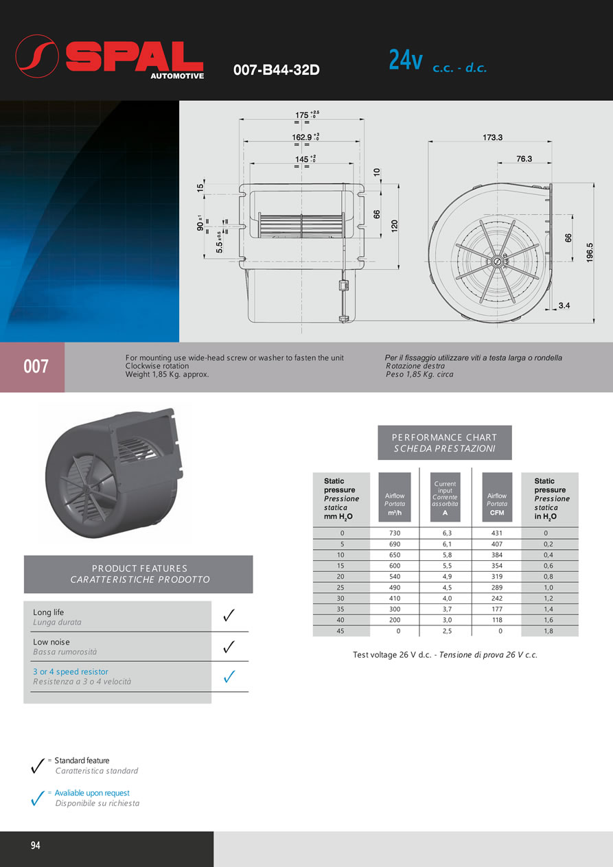 Centrifugal Blowers 12v - 24v DC - BL03-94