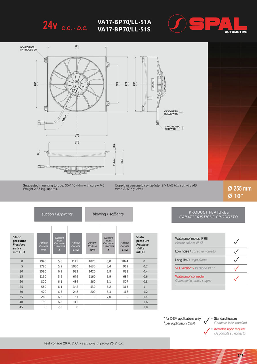 SPAL Axial Fans 12v - 24v DC - FA51-197