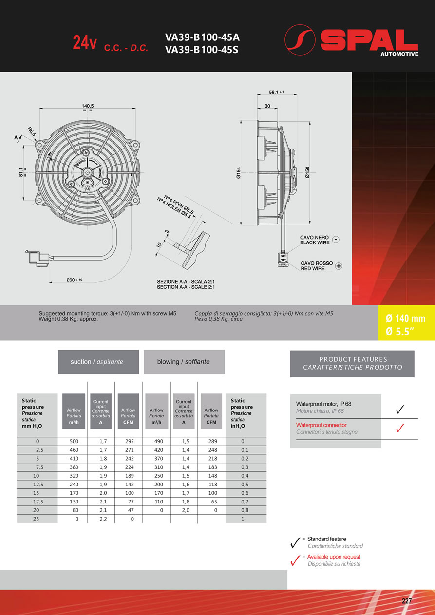 SPAL Axial Fans 12v - 24v DC - FA62-227