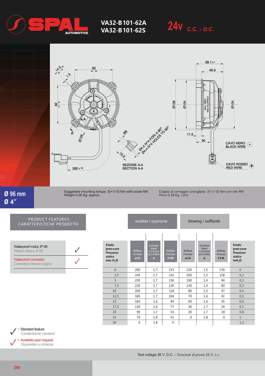 SPAL Axial Fans 12v - 24v DC - FA66-240