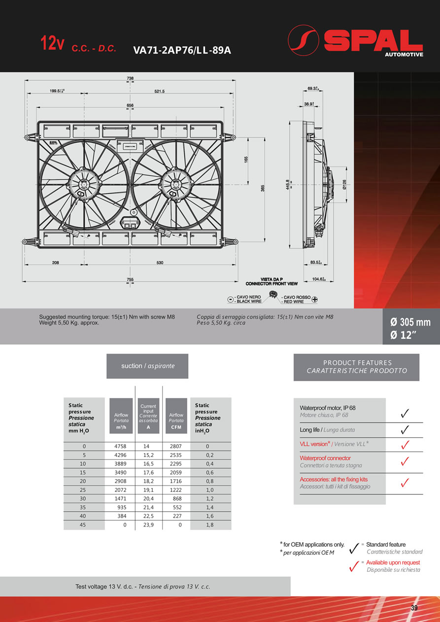 SPAL Axial Fans 12v - 24v DC - FA05-39