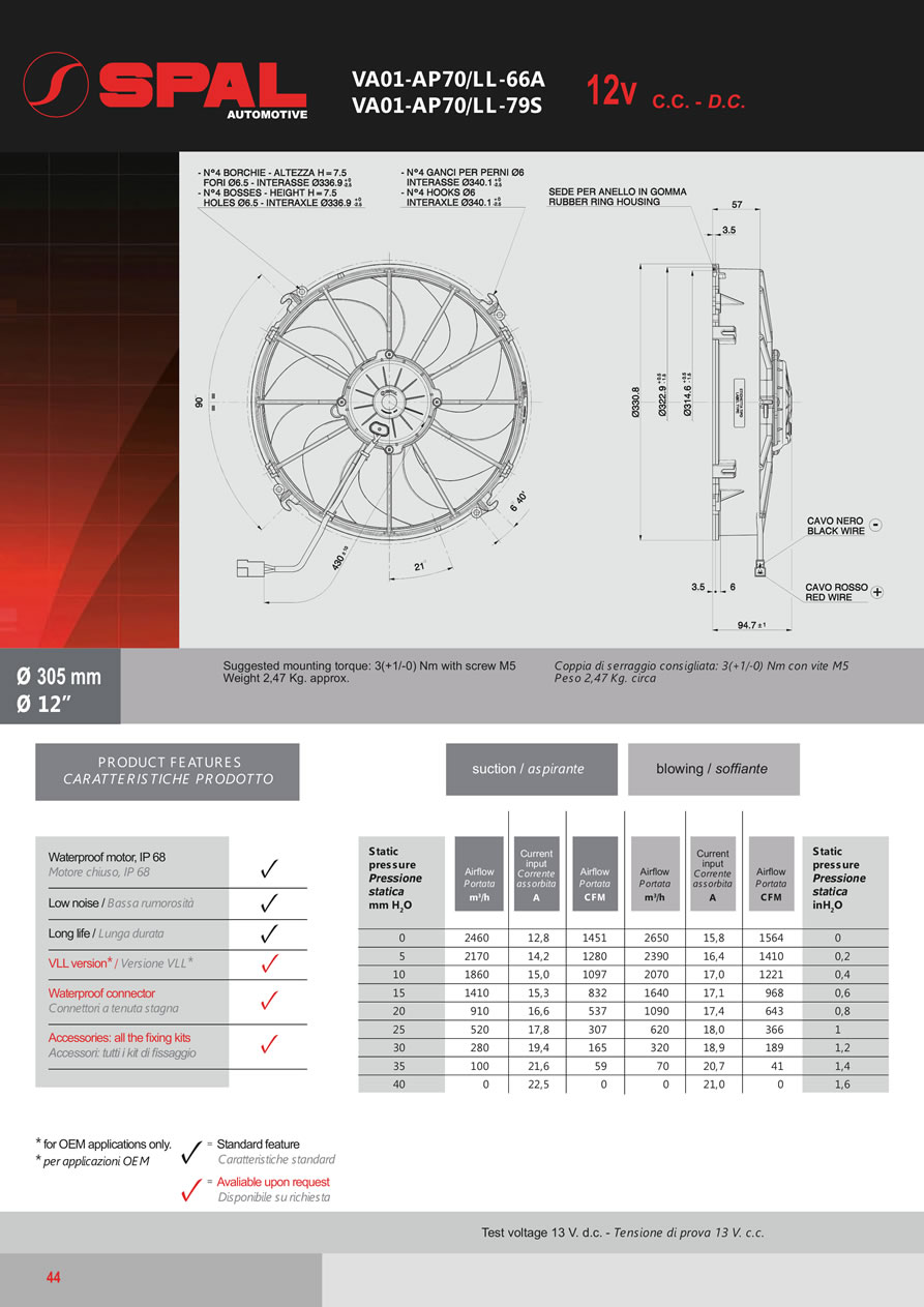 SPAL Axial Fans 12v - 24v DC - FA06-44