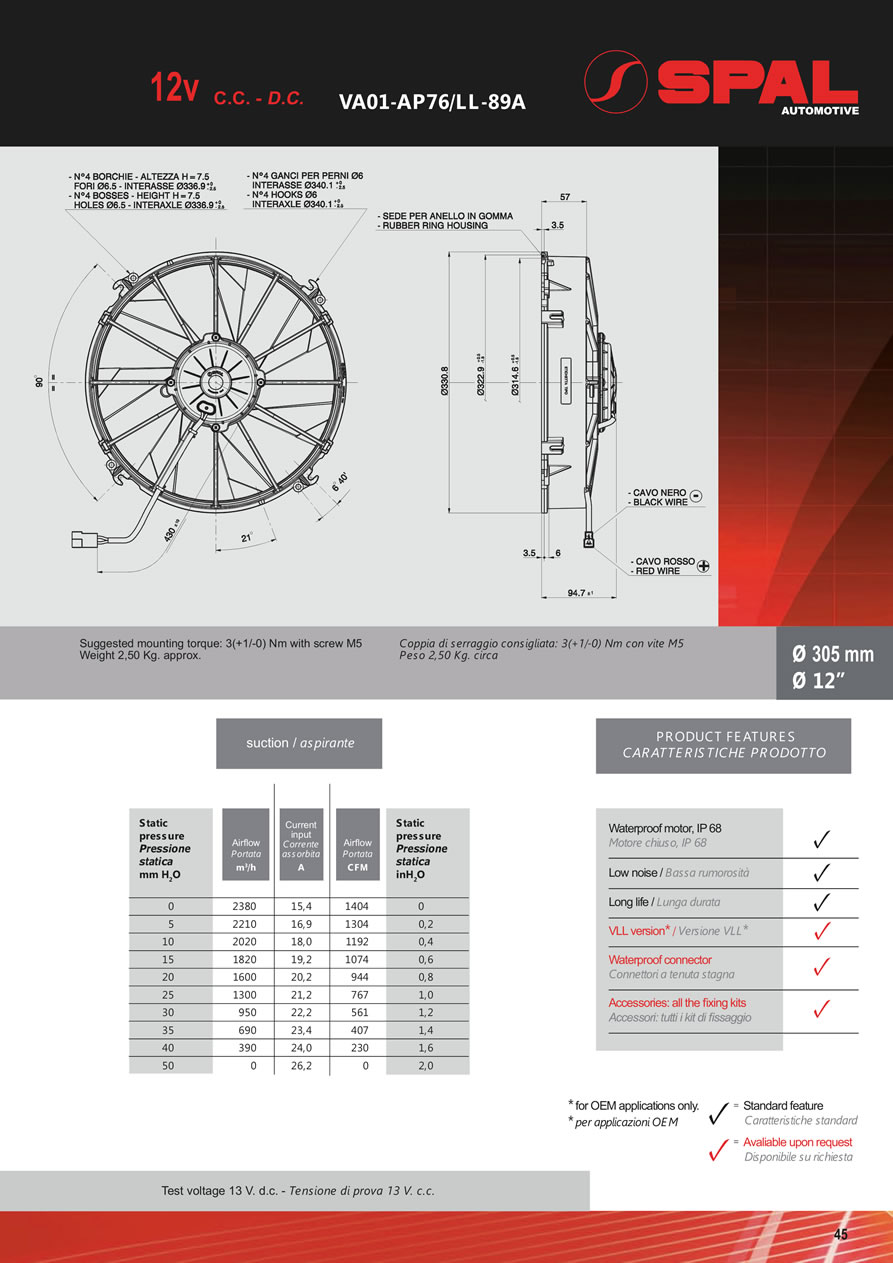 SPAL Axial Fans 12v - 24v DC - FA06-45