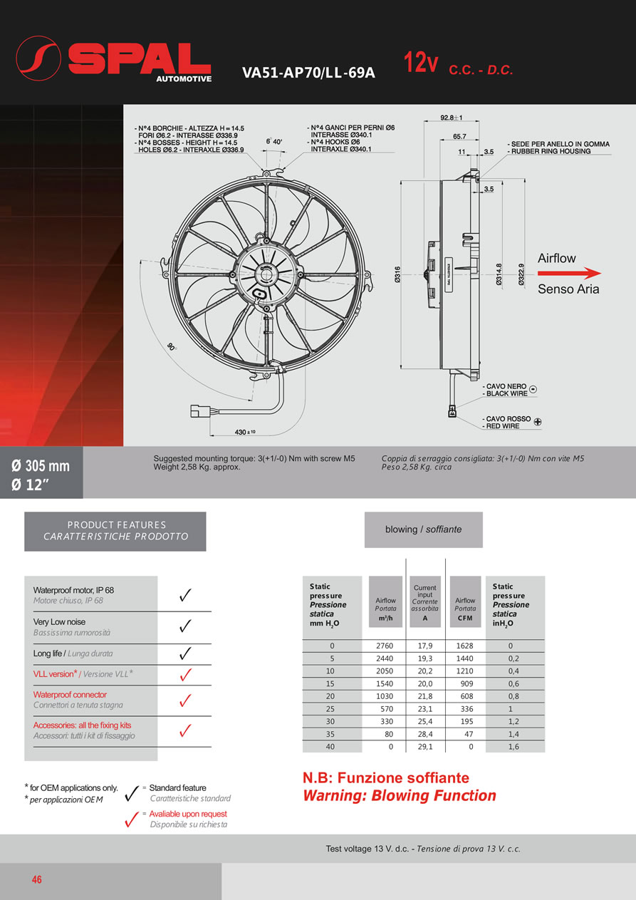 SPAL Axial Fans 12v - 24v DC - FA07-46