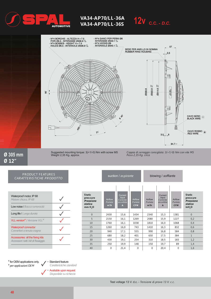 SPAL Axial Fans 12v - 24v DC - FA08-48