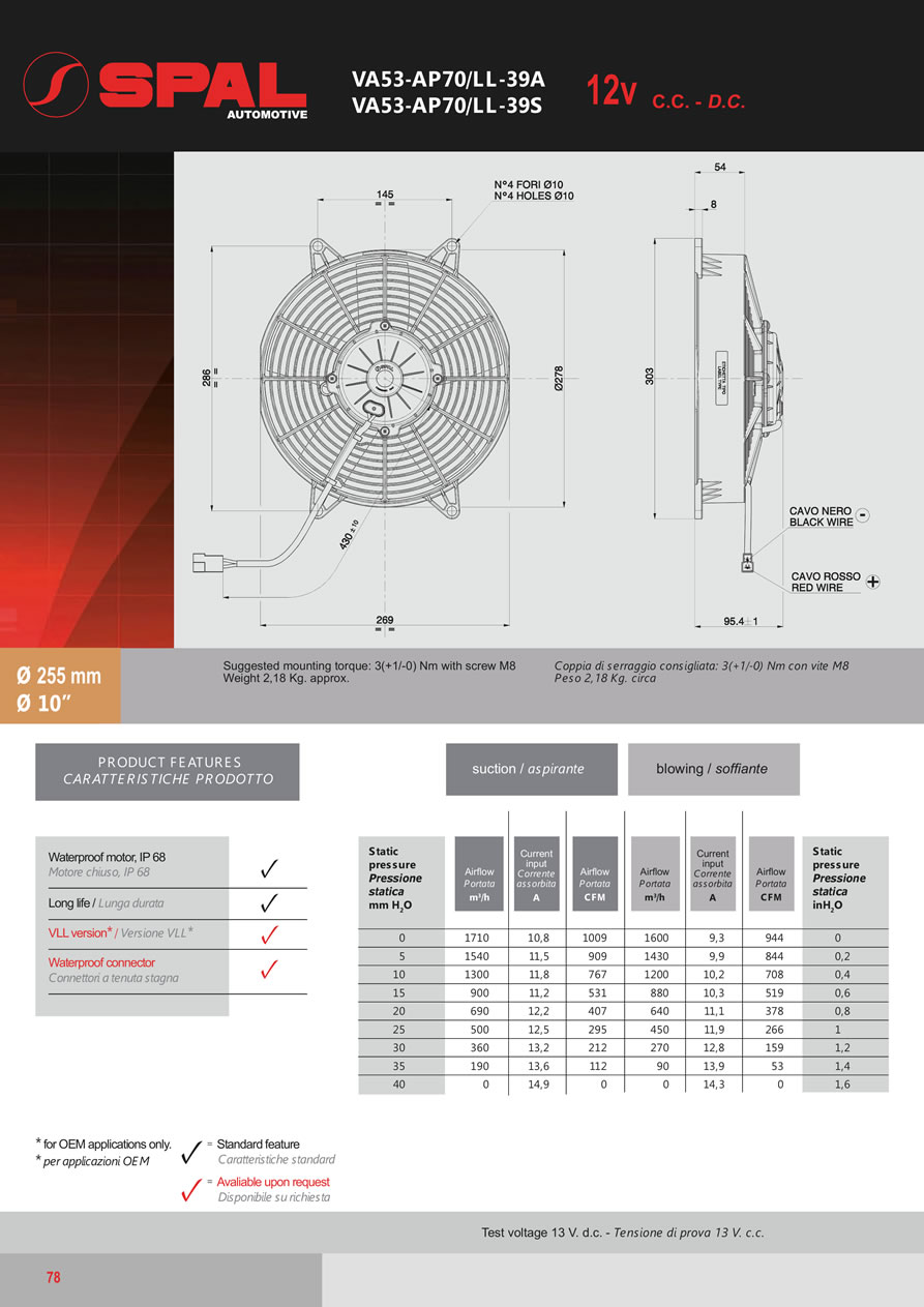 SPAL Axial Fans 12v - 24v DC - FA15-78