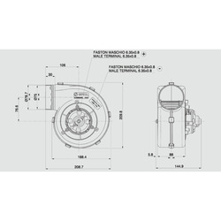 SPAL 348 cfm Single Blower 001-A39-49D (12v / SZ4 connector) (Single Speed) - view 4