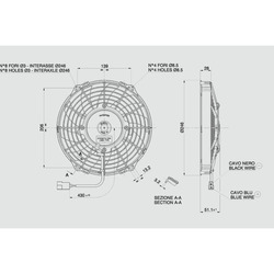 SPAL 9" (225mm)  Cooling Fan VA07-AP8/C-58A (12v  / 602 cfm / Pulling) - view 4