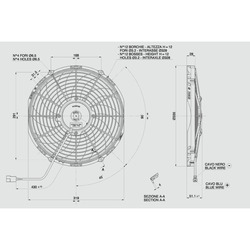 SPAL 12" (305mm)  Cooling Fan VA10-AP10/C-61A (12v  / 909 cfm / Pulling) - view 3