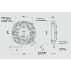 SPAL 7.5" (190mm)  Cooling Fan VA14-AP11/C-34A (12v  / 431 cfm / Pulling) - view 3