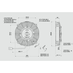 SPAL 7.5" (190mm)  Cooling Fan VA14-AP7/C-34S (12v  / 348 cfm / Pushing) - view 3