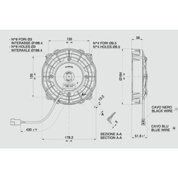 SPAL 6.5" (167mm)  Cooling Fan VA22-AP11/C-50A (12v  / 313 cfm / Pulling) - view 3
