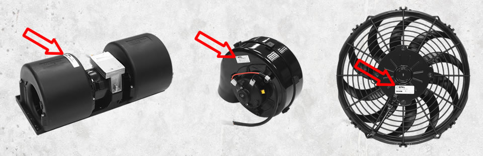 OEM Number Locations on SPAL fans and Blowers