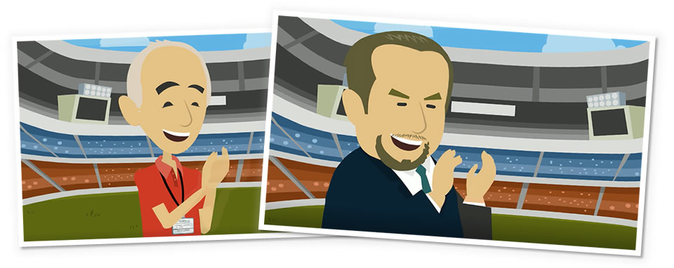 Happy team coach and team owner